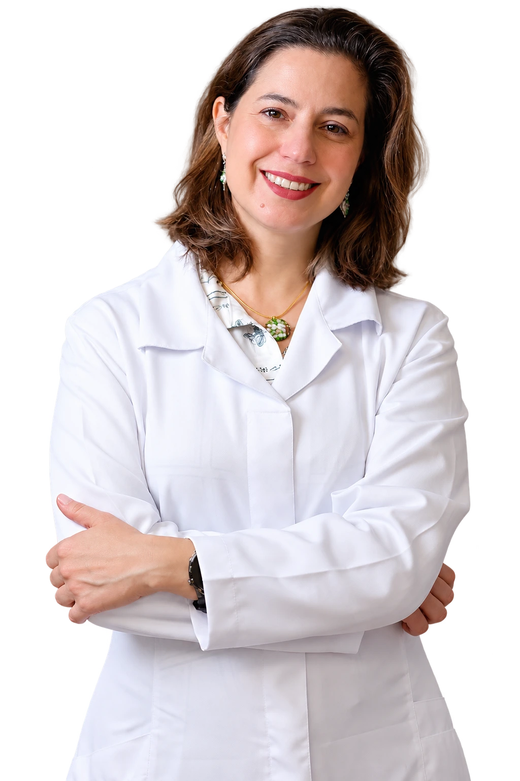 Natalia Escamez, fonoaudióloga, de jaleco branco